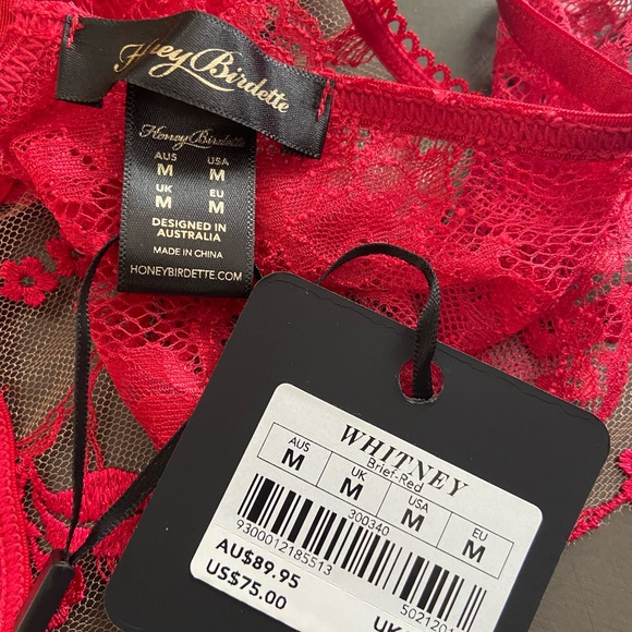 Honey Birdette Intimates & Sleepwear Honey Birdette Whitney Red